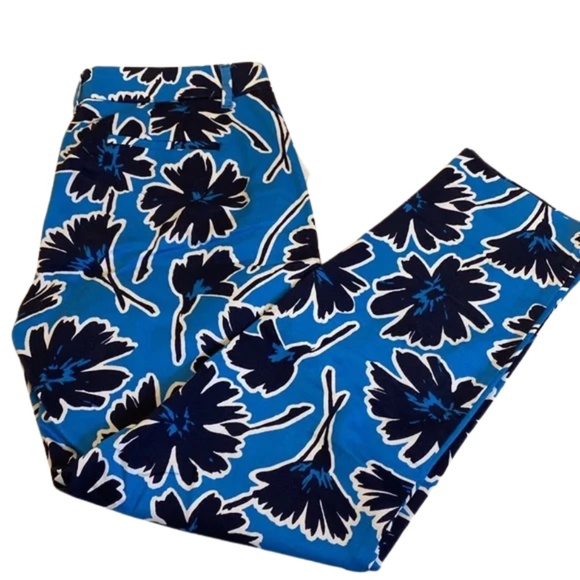 J.Crew Vibrant Blue Cotton Floral Pants – Size 2 - Picture 2 of 5